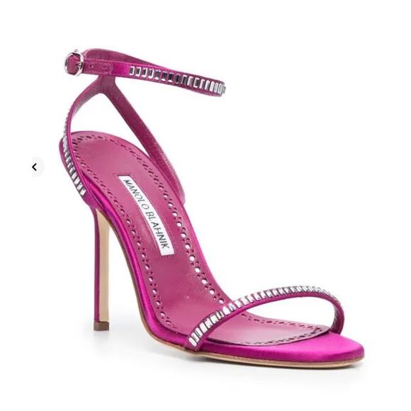 Manolo Blahnik Pink Heels with Silver Accents - Picture 1 of 16